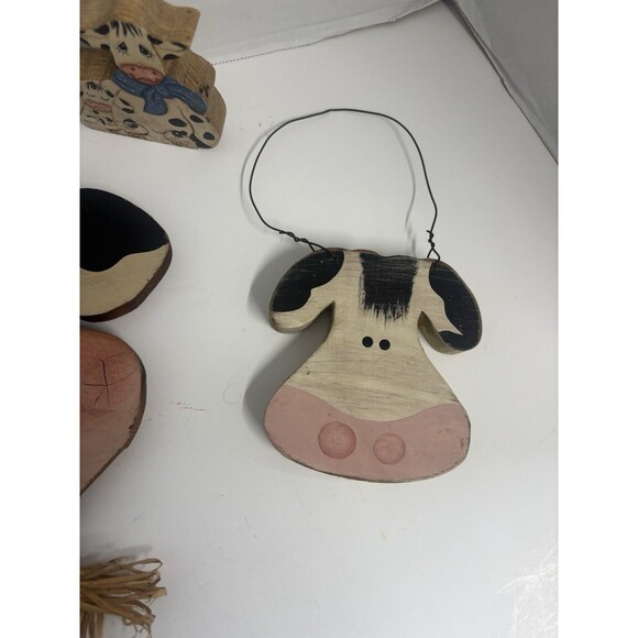 Vintage Wood Cow Lot 5 Pieces Free standing And wall Mounted - Picture 5 of 6